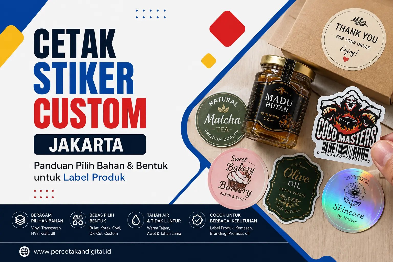 cetak stiker custom jakarta bahan vinyl tahan air Percetakan Digital