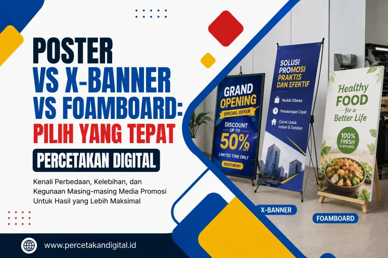perbandingan poster x-banner foamboard media promosi