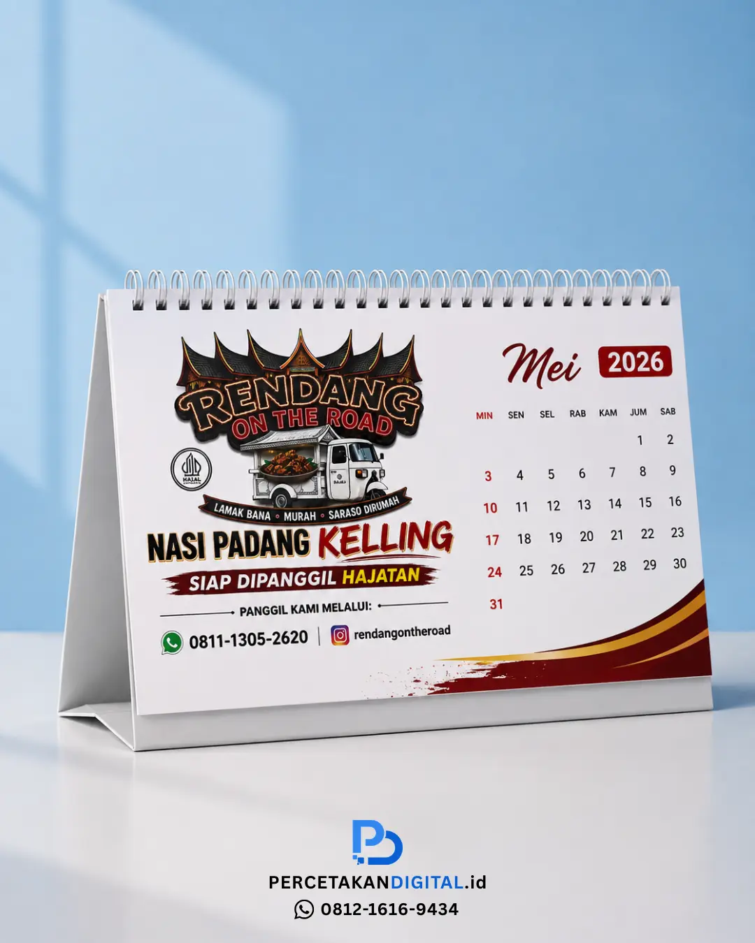 Cetak standing calendar custom Jakarta spiral premium full color