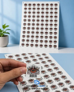 Cetak stiker custom Jakarta hasil tajam tahan air untuk label produk