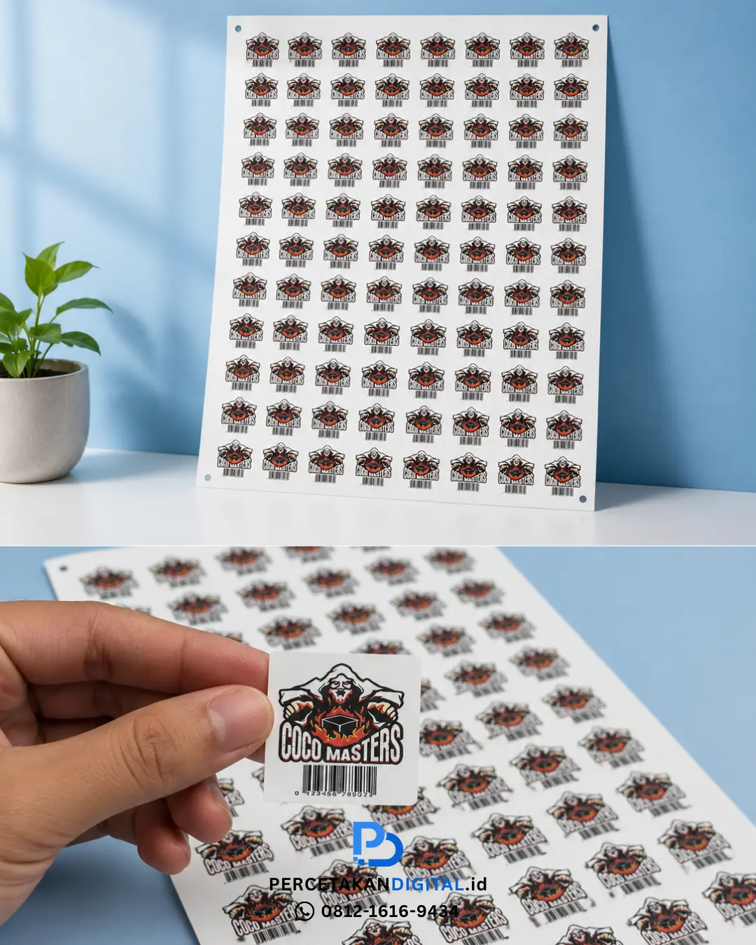 Cetak stiker custom Jakarta hasil tajam tahan air untuk label produk