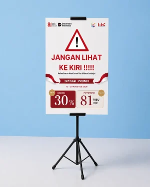 Cetak tripod banner Jakarta hasil tajam tiang kokoh