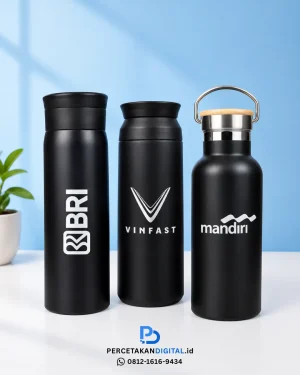Cetak tumbler custom Jakarta logo perusahaan hasil tahan lama